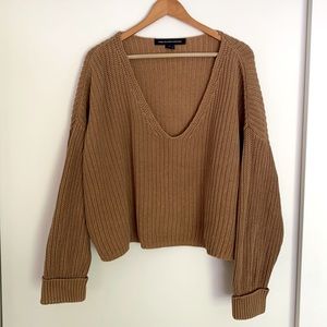French Connection V-neck Sweater in Camel